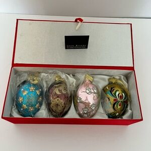 Joan Rivers Collection Russian Faberge Inspired 4Glass Eggs Christmas Ornaments